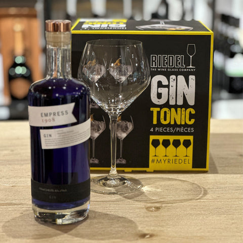 Gin Set Empress 1908 Gin mit 4 Riedel Gin Gläser